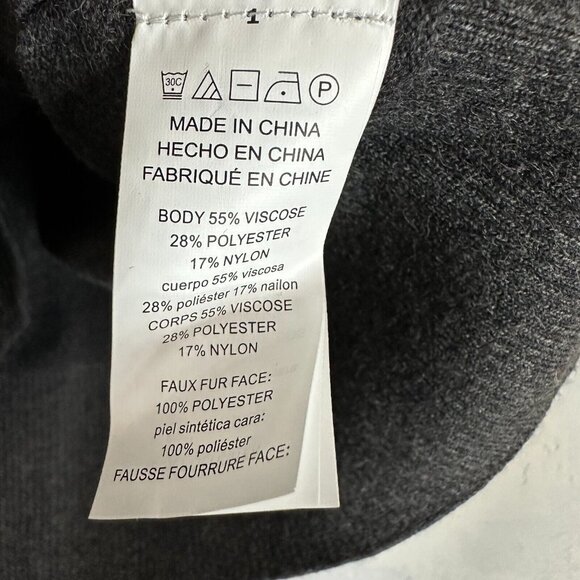 Michael Kors Womens Large Short Sleeve Sweater Top Gray NEW Faux Fur Sleeve - Picture 9 of 11